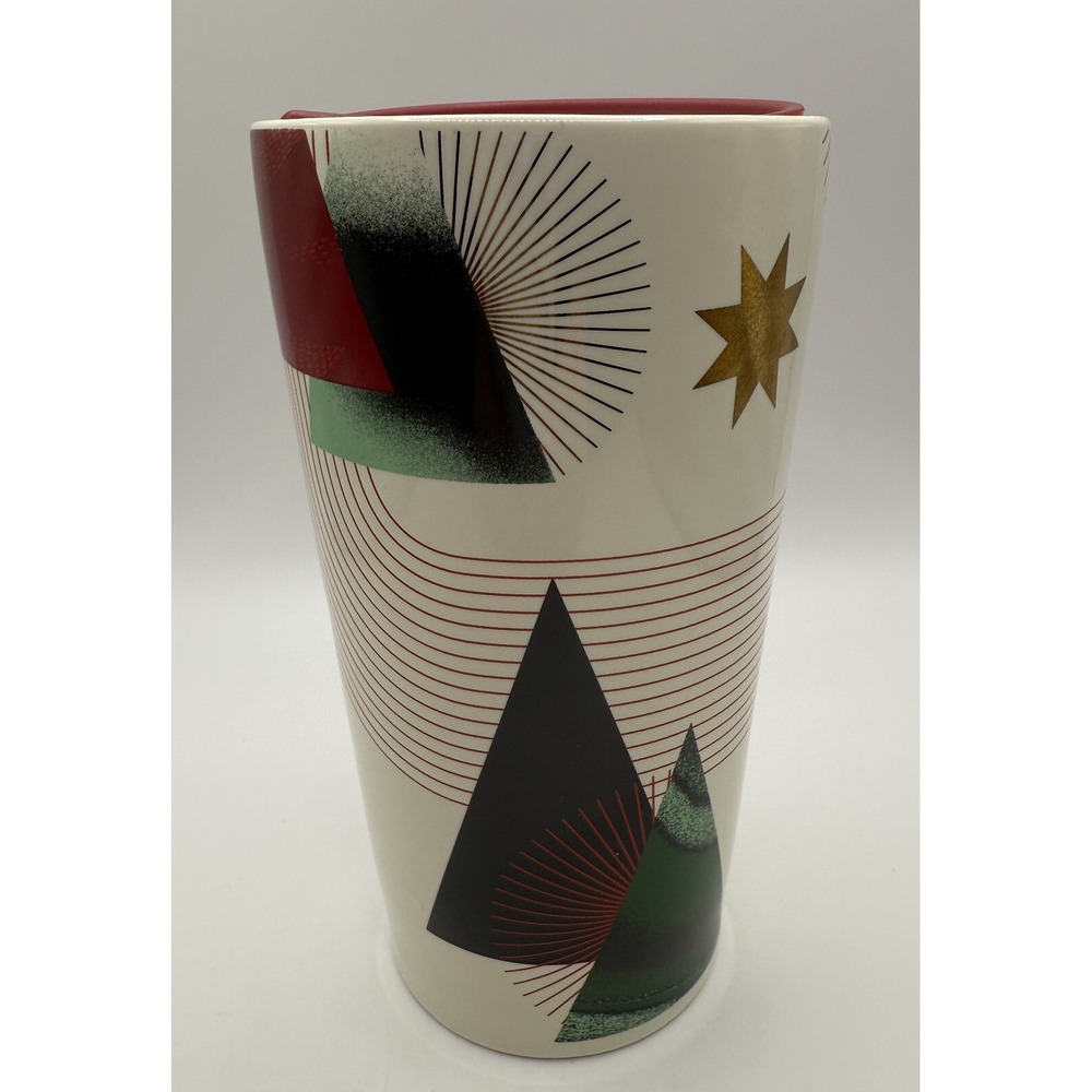 STARBUCKS COFFEE 2020 - Christmas Tree Holiday Double Wall - Ceramic Mug Cup Lid